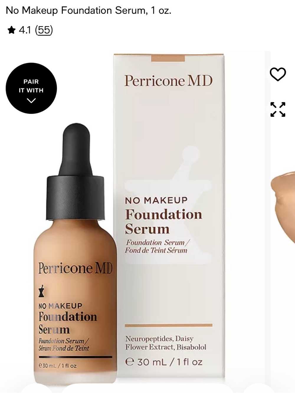 Perricone MD No Makeup Foundation Serum — Nude NWOT
